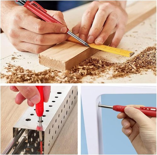 Shmziy Carpenter Mechanical Pencils, Construction Pencils, Deep Hole Woodworking for Marking, Scribering, Drawing (Blue)