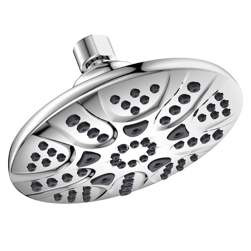 HOPOPRO 6 Inch High Pressure Shower Head with 5 Functions, High Flow Rainfall Shower Head Fixed Shower Head High Flow Rain Shower Head for Luxury Shower Experience