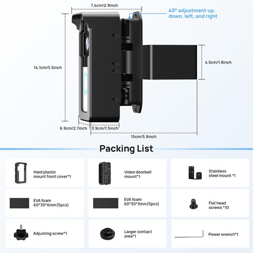 Ring Doorbell Mount No Drill: Blink DoorBell Camera Adjustable Angle Holder - Anti Theft Video Door Bell Mounting Bracket Door Security Apartment Essentials