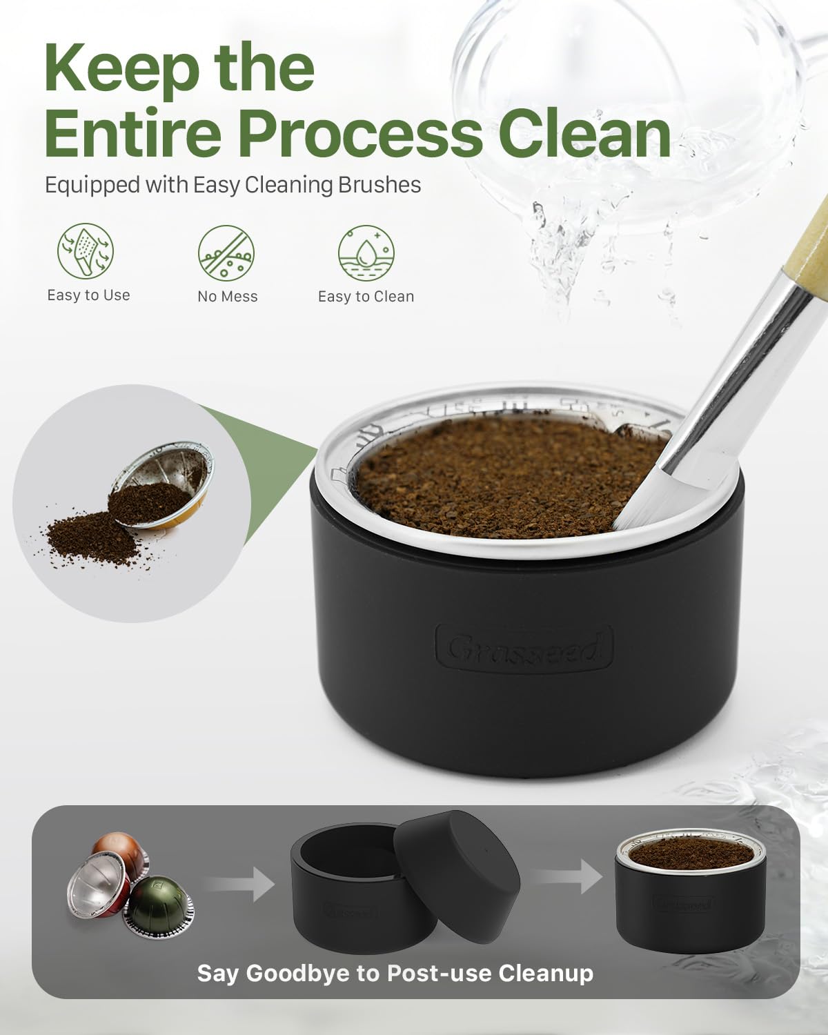 Grasseed Reusable VertuoLine Capsule Kit for Nespresso Pods with 100Pcs Aluminum Foil Seals Lids, Refillable Coffee Pods for VertuoLine to Refill Pods