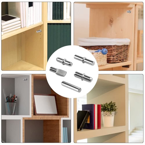 WMYCONGCONG 150 PCS Shelf Bracket Pegs Kit, 7 Styles Shelf Pins Shelf Support Pegs Cabinet Shelf Holders Pegs for Shelves Book Shelf Closet Metal Nickel Plated