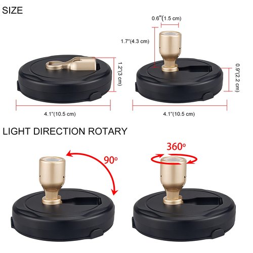 HAMVIDNE Wireless LED Spotlight, Battery Powered Picture Lights, Uplighting Indoor, Puck Lights with Remote, Stick Spot Light for Wall Art Display Dartboard Painting Artwork Accent Closet-Gold