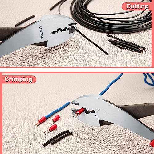 Electrician's Terminal Crimp Pliers with Cutter Wire Crimping Tools Electrical Pliers with TPR Handle Crimping and Cutting Tool for 10 to 22 AWG Terminals and Connectors