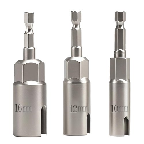 RUHUALIFE 3PCS Power Wing Nut Driver Set, 1/4" Hex Shank Slot Wing Nuts Bolt Driver Hook Drill Bit Socket Wrenches Tools for Panel Nuts Screws Eye C Hook Bolt Q-Hanger, 10mm 12mm 16mm