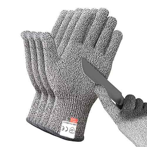 DEYAN Cut Resistant Gloves, Level 5 Protection Safety Cutting Gloves, Kitchen Cuts Glove for Chef Oyster Shucking, Mandolin Slicing, Meat Cutting and Wood Carving(Large-2 Pairs)