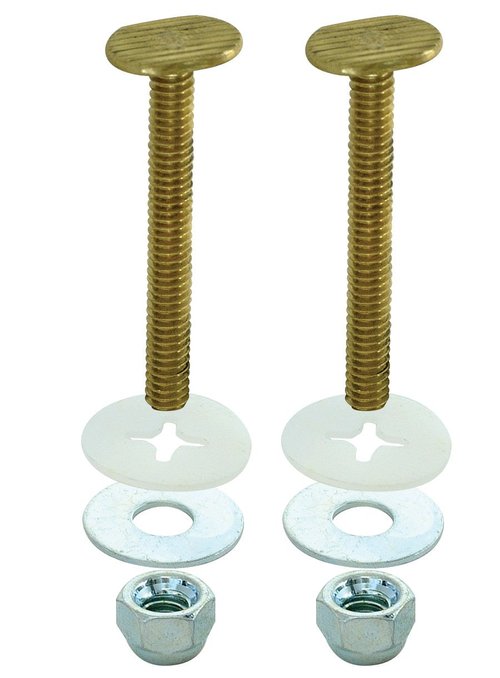 EZ-FLO 1/4 Inch x 2-1/4 Inch Closet Bolt Set, Solid Brass Plated, 40019