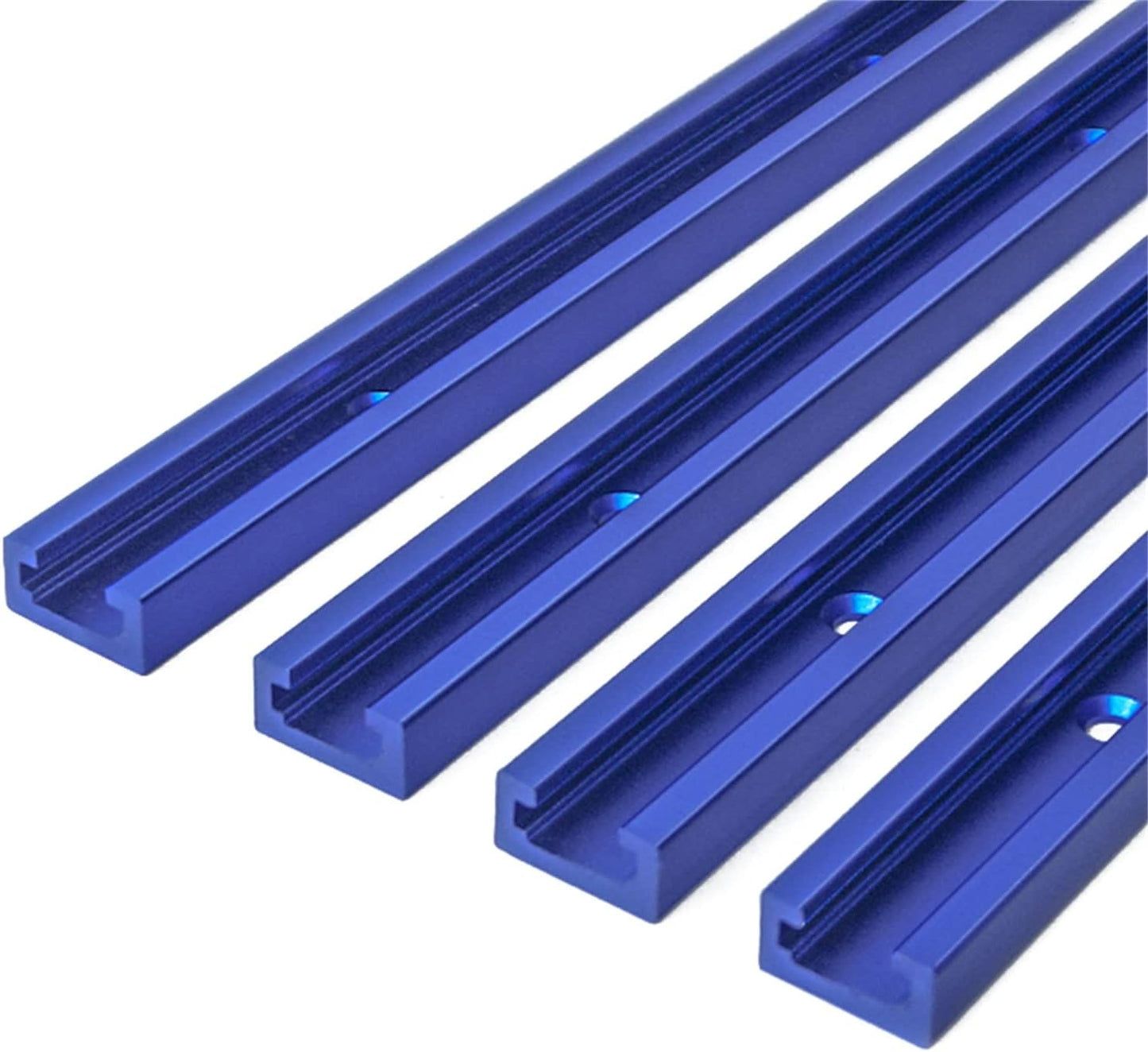 4 Pack 48" T-Track for Woodworking with Screws, Aluminum Alloy Woodworking Tools Double Cut Profile Universal T-Tracks with Predrilled Mounting Holes, Anodized Blue