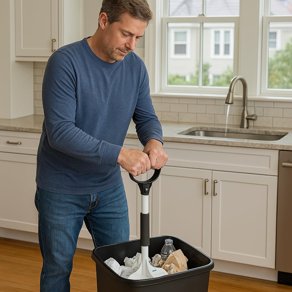 TAMP-IT Next Gen Manual Trash Compactor Frees Up Space in Bins, Receptacles, Dumpsters Reduce Trips to Dispose Trash Cost Effective (22" x 7.5") D-Handle