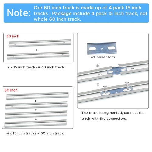 Bifold Door Hardware with Track, Bi-fold Closet Door Hardware Repair Tool Kit, Included Top Guide Wheels, Top Pivot, Bottom Pivot, Spring, Metal Pivot Pin and Steel Track (60 inch)