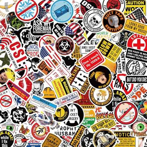 Funny Hard Hat Stickers for Adults, 198 PCS Blue Collar Stickers for Men, Vinyl Waterproof Sticker for Welding Helmets, Toolboxes | Blue Collar Gifts for Electricians, Mechanics, Welders & More