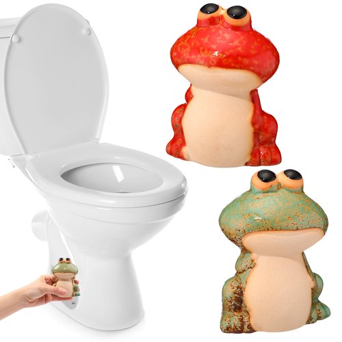 Leinuosen 2 Pcs Frog Toilet Bolt Caps Ceramic Bowl Bolt Covers Decorative Cute Red and Green Toilet Screw Knob Cover Caps Functional Bathroom Accessories Set for Bathroom Decor Easy to Install