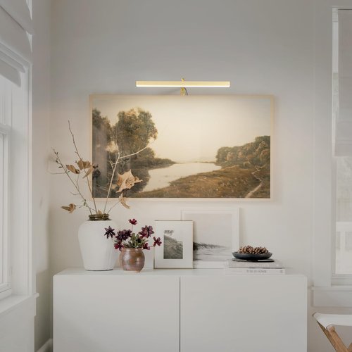 Coinmit Plug in Picture Lights for Wall, 16 inch Dimmable LED Art Light with Remote, 3 Colour Temperature Gallery Painting Wall Light for Picture Display Dartboard Art Work (Gold)