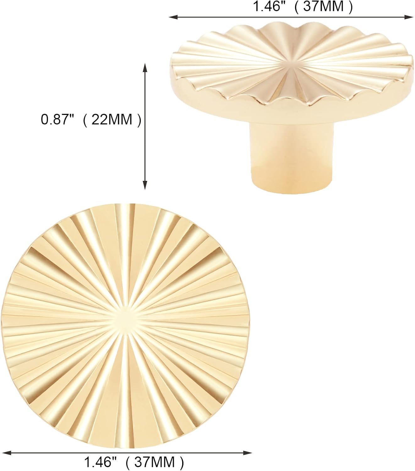 6 Pack Gold Kitchen Cabinet knobs and Pulls - Brushed Gold Zinc Cupboard Drawer Handles for Dresser Drawers