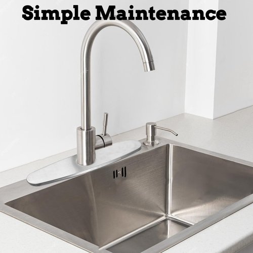 Kitchen Sink Faucet Hole Cover, Sink Hole Cover Plumbing Cover Plates Deck Plate Escutcheon for Kitchen Faucet Modern Silver Stainless Steel(10 inch)