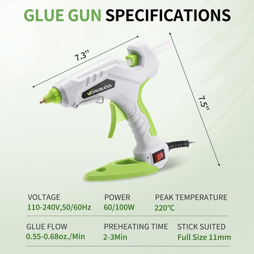 WorkBless WorkBless Hot Glue Gun, Dual Temp Glue Gun 60W/100W, Fast Heating Heavy and Duty Glue Gun with 20PCS Full Size Glue Sticks for Arts, Home Repair, Professional DIY & Industrial Use