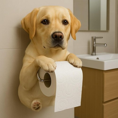 2025 New Dog Toilet Roll Holder, Puppy Theme Wall Mounted Paper Holder Bathroom Decor, Puppy Statue Toilet Paper Holder for Hotel Kitchen Dorm Home RV Restroom (F)