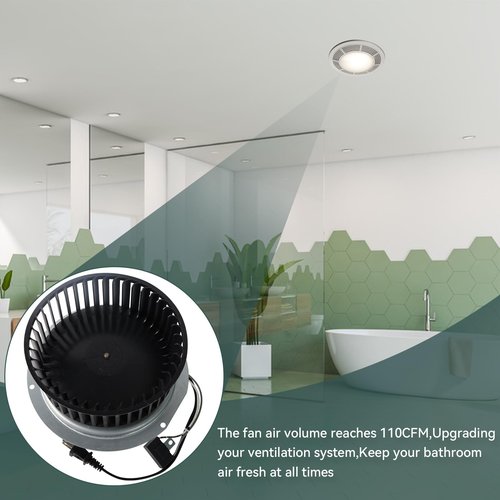 Upgrade QT-110N-B QT-80-B QT-9093 QT-100L QT110N Bathroom Fan Motor & Blower Wheel Replacement, Compatible with All Nutone QT110 QT100 QT90 QT80 Series Fans, Replaces for S0696B000 S0695B000 Motor