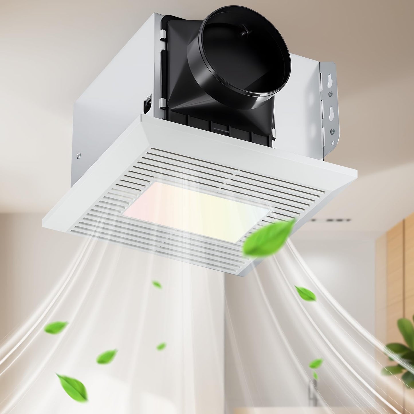 GROWNEER Bathroom Exhaust Fan with Light, 110 CFM 1.0 Sone Exhaust Fan No Attic Access Needed, Ceiling or Wall Mount, 7.68 x 9.25 inch, 35W Bathroom Fan with LED Light 3CCT Adjustable 600LM, White
