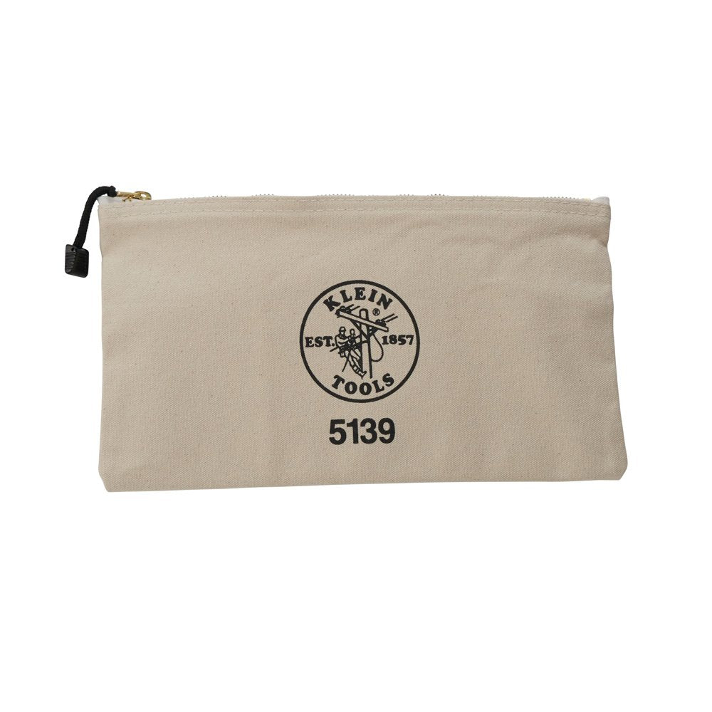 KLEIN TOOLS Zipper Bag, Canvas Tool Pouch with Heavy Duty Brass Zipper Close