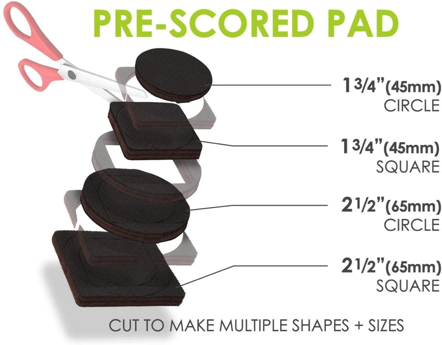 GorillaPads Non-Slip Furniture Pads/Grippers, Rubber Floor Protectors for Under Furniture, Black (2.5" Pre-Scored)