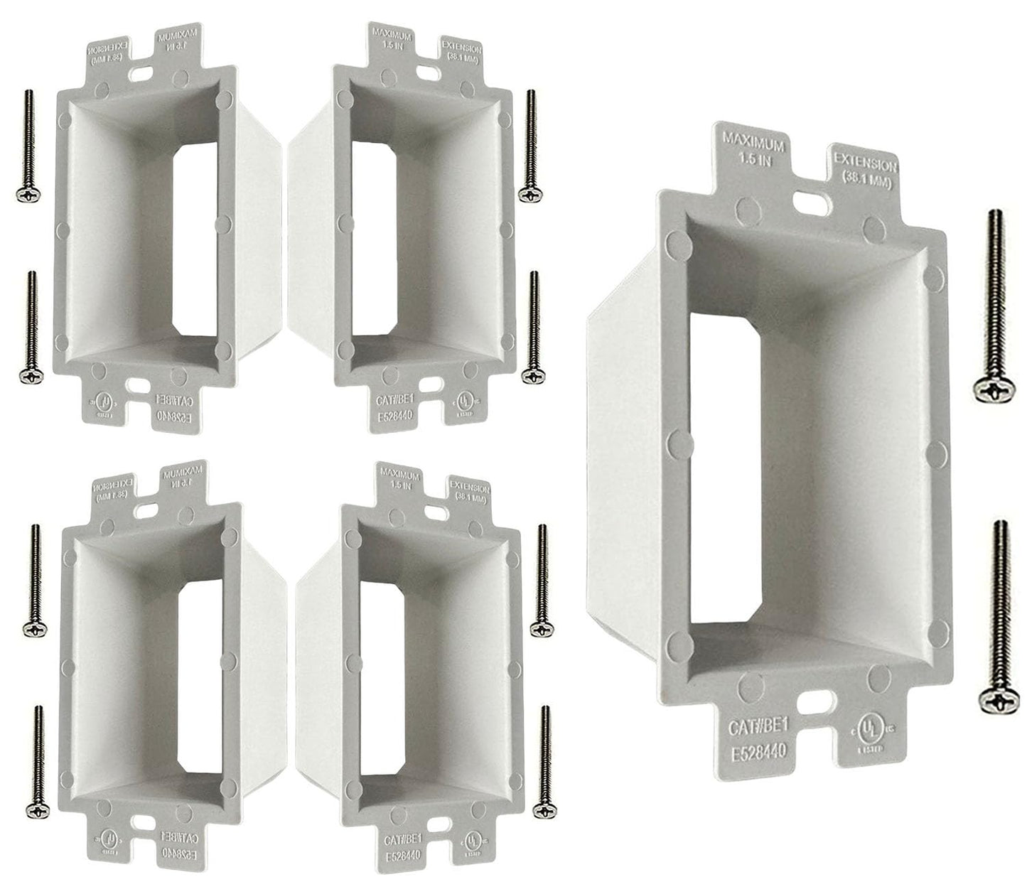 iMBAPrice IMBA-BE1-5 (UL Listed) 1-Gang Non-Metallic Electrical Power Outlet Box Extender for Power Switch Receptacles Accessories, 5-Pack