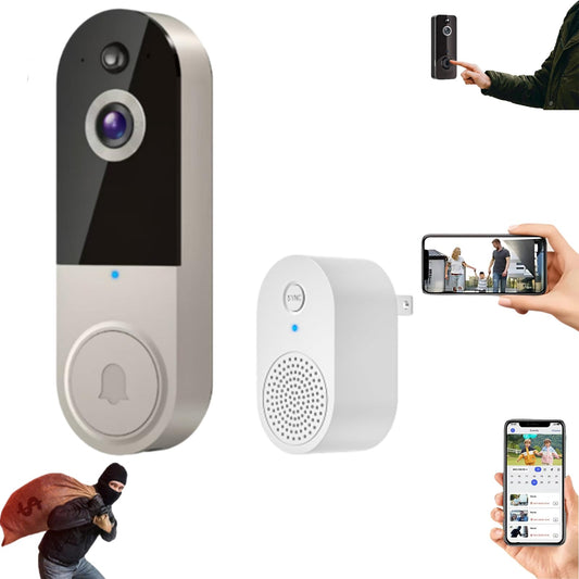 Safe Door Bell with Camera No Subscription, Safe Doorbell-The Smarter Way to Protect Your Home, Ai Human Detection, Live View, 2-Way Audio Included Chime, Monitor Indoors and Outdoors(T1/Black)