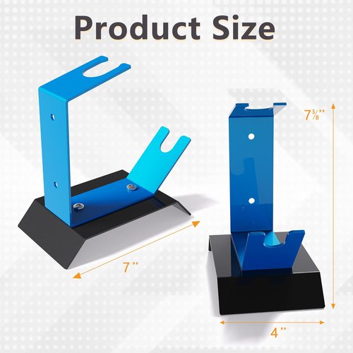 Heavy-Duty HVLP Spray Gun Stand with Magnetic Cup Holder, Wall/Desktop Gravity Feed Spray Gun Holder, Universal Fit for DeVilbiss, Fuji, Wagner, Anti-Rust & Adjustable for Car Painting & DIY (Blue)