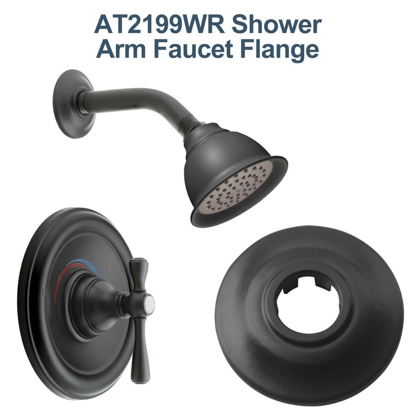 Shower Arm Flange Replacement for Moen Universal Standard Shower Arm Flange AT2199WR,Wrought Iron,Fit for Moen Shower Arm & Drain System,Round