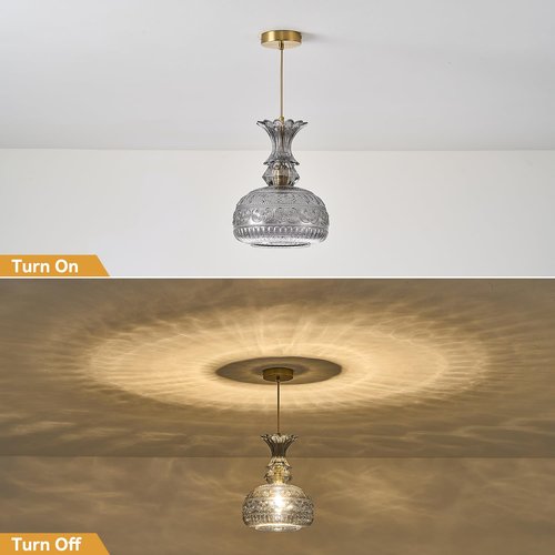 JTYQEISW Dimmable Kitchen Island Pendant - 1 Light Smoked Glass E26 Head (Bulb Not Included) 9x11.8 Inch Modern Farmhouse Pendant Height Adjustable Bar and Restaurant Fixtures