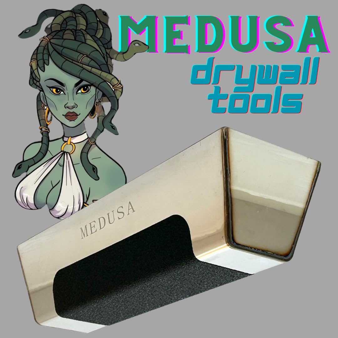 MEDUSA 12" Professional Grade Heli-Arc Welded Stainless Steel Drywall Taping Mud Pan with Non-Slip Grip, Easy Clean Knives 12" And Under, Durable, Built to Last
