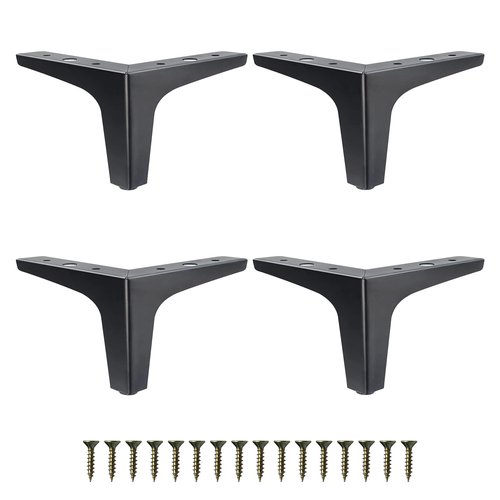 GOSCHE 4 Inch Metal Furniture Legs Black, Legs for Furniture Set of 4, Modern Style Replacement Couch Legs for Dresser Chair Bed Cabinet Table Ottoman Cupboard DIY Replacement Sofa Feet
