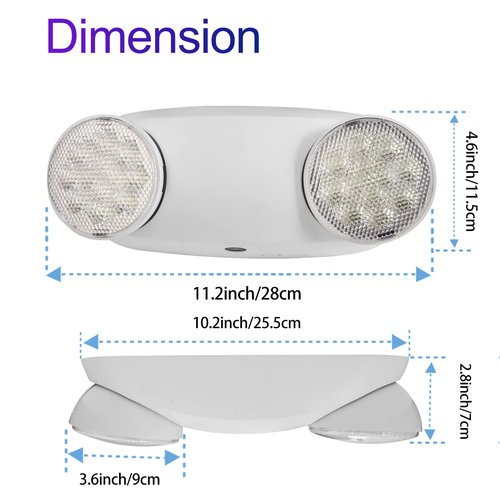 GZRUIYANG LED Emergency Lights with Battery Backup, Commercial Emergency Light Fixtures for Business Home Power Failure Emergency Exit Sign Lighting with 1.0 Meter Plug in Cord AC120V