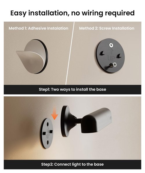 PopoIron Rechargeable LED Wall Sconces for Bedroom,Wall Lights with Remote Control and Touch,360° Rotation,3 Colors Temperatures Dimmable Black Wall Lamps for Living Room with 15 RGB Colors,2 Pack