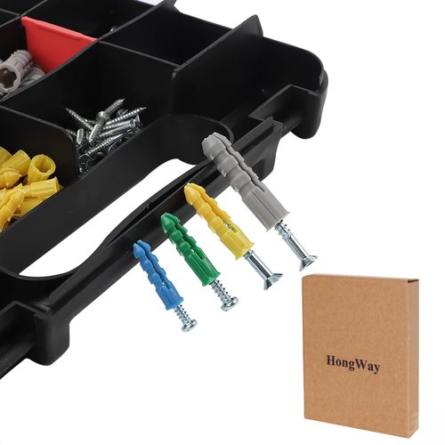 HongWay 370pcs Plastic Drywall Wall Anchors Kit with Screws, Includes 5 Different Assorted Size Anchors and Screws
