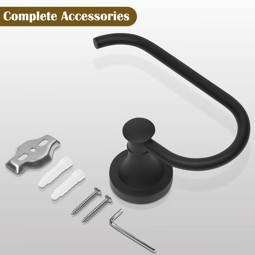 BRASEEY Black Toilet Paper Holder, Bathroom Toilet Tissue Roll Holder Hanger, Matte Black Towel Paper Holder for Bathroom, Wall Mount Bathroom Hardware Accessories