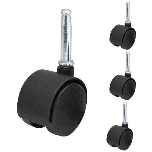 suiwotin 4pcs 1.5 Inch Swivel Caster Wheels, M8 Grip Neck Stem Caster Wheels, Heavy Duty Casters, Black Nylon Wheel Replacement for Furniture, Table, Cabinet, Shelf