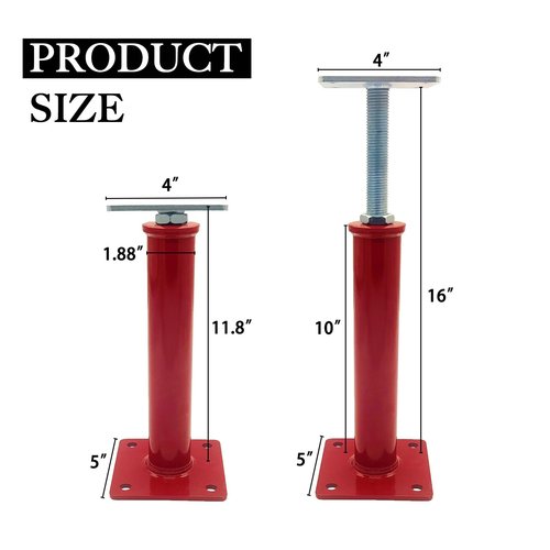 4 Pack House Floor Jack,Hand Jacks for Lifting and Leveling,11.8" - 16" Adjustable Height Range,Load Capacity Up to 11000 lb(Each),Telescoping Jack for Temporary Support