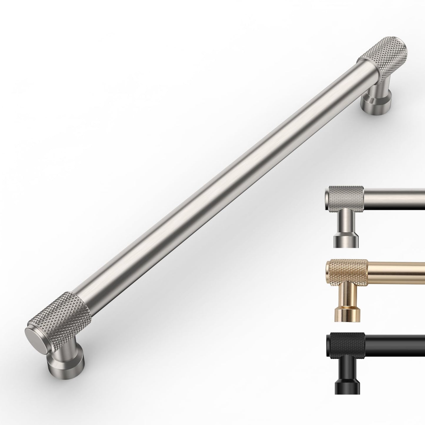 9BUILD 10 Pack Knurled Cabinet Pulls 7.5 Inch Brushed Satin Nickel Kitchen Cabinet Handles Cabinet Hardware Kitchen Handles for Cabinets Nickel Dresser Pulls Drawer Handle