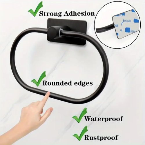 Round Hand Towel Holder, Stainless Steel Bath Towel Ring, Towel Rack-Wall Mounted for Bathroom - Kitchen, Bathroom Hardware Accessories-Thicken