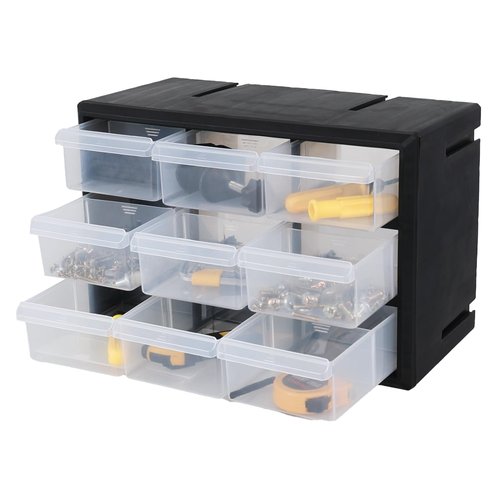 Innouse Small Parts Drawer Cabinet, 9 Drawer Desktop Storage Cabinet, Plastic Storage Drawers for Crafts Set of 1, Black