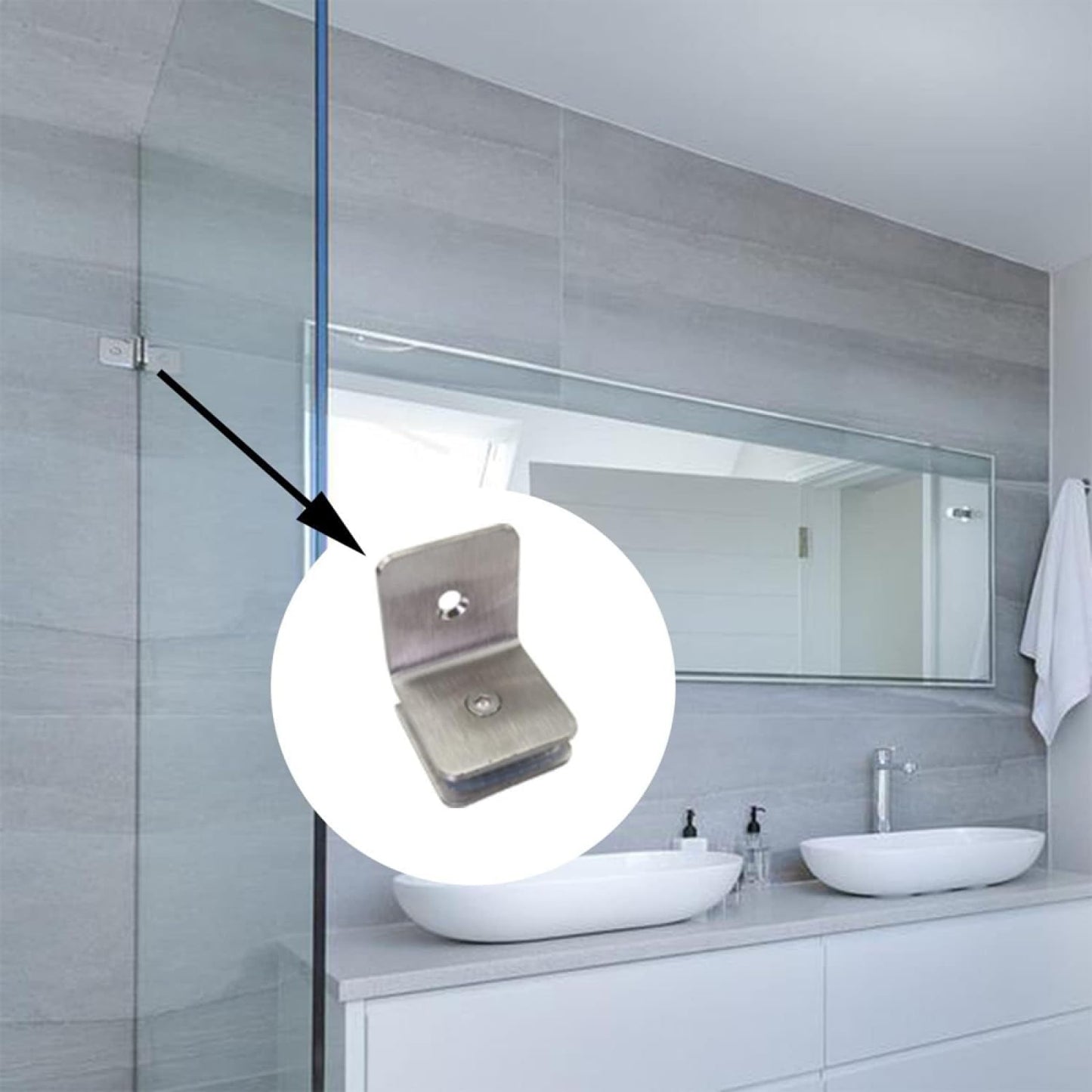 TopHomer 90 Degree Stainless Steel Glass Clamp, Single Side Square Glass Shelf Support Fixed Clamp for Bathroom Shower, Display Cabinet (Matte Black)