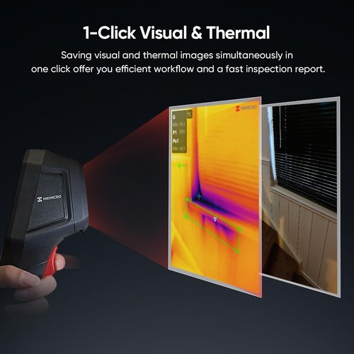 HIKMICRO B10 Thermal Camera 256 x 192 IR Resolution with 2MP Visual Camera, Thermal Imaging Camera for Home Inspection, 25 Hz Refresh Rate, Thermal Scanner with 3.2" LCD Screen, IP54, -4°F~1022°F