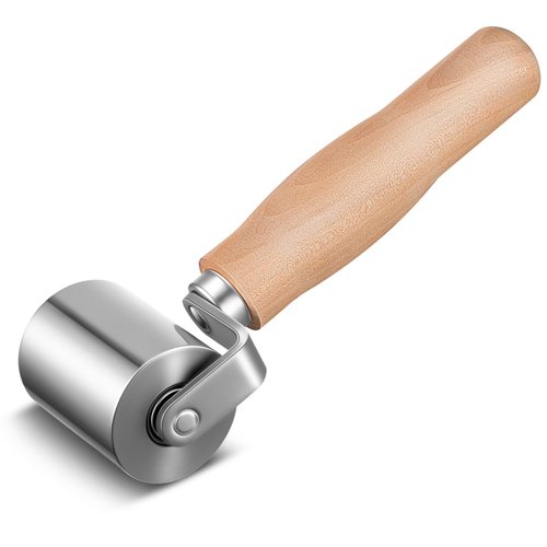 Otoolling 2-1/2" Curved End Ball Bearing Steel Roller Heavy Duty Sealant Steel Seam Roller with Wood Handle for Rv Roof Repair