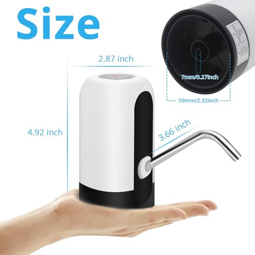 MJIYA Portable Water Bottle Pump, Universal Bottle Electric Water Dispenser with Switch and USB Charging, for Camping, Kitchen, Workshop, Garage (White)