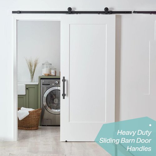 Purife 12'' Black Iron Gate Handles and Pulls Pack of 2, Garage Door Handles, Exterior Cabinet and Closet Gate Pulls