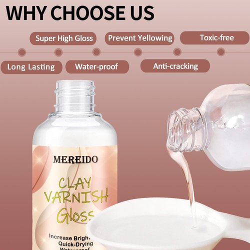 Air Dry Clay Varnish Set with 2 Brushes and 2 Dishes, 50ML x 2 Acrylic Glaze, Clear Clay Glaze Used to Prevent Clay Cracking, Scratches, and Wear, Having a Gloss Glaze Effect (Gloss)