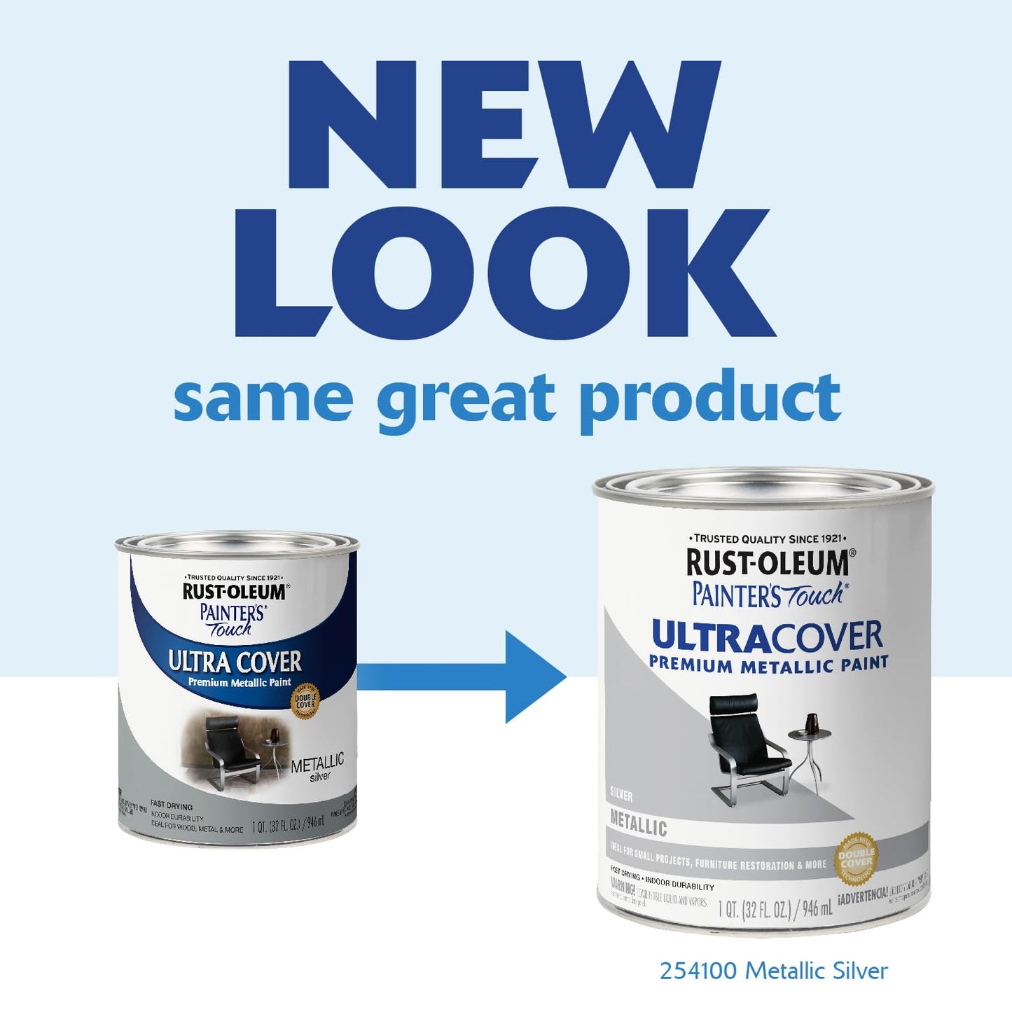 Rust-Oleum 254100 Painter's Touch Metallic Paint, Quart, Metallic Silver, Pack of 1