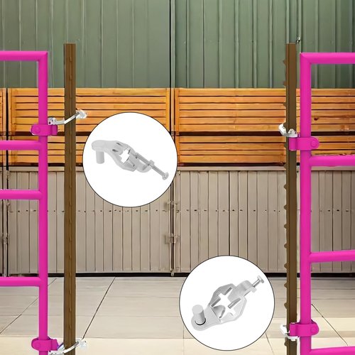 2 Packs T-Post Gate Hinge Pins, Gate Hanger on Metal T Post 5/8" or 3/4" Hinge Eyes, Adjustable for Chain Link Fence Gate, Farm, Garden & Backyard, Silver