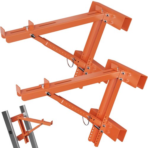 Kweetle Ladder Jacks for Scaffolding Platform 2-Pack, Heavy-Duty Steel Ladder Jacks Scaffold Bracket, 350 lbs Capacity, Two-Rung Short Body Extension Ladder Jack for Roofing, Painting & Jobsite Use