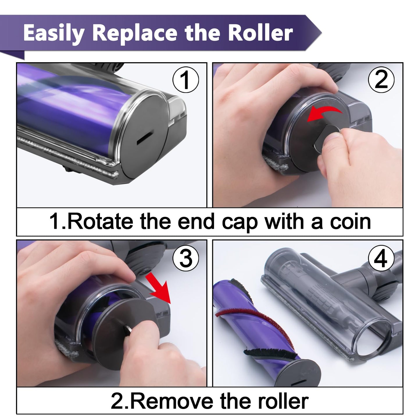 Coodss Quick-Release Motorhead Cleaner Replacement for Dyson V7 V8 V10 V11 Vacuum Direct Drive Head for Hardwood Floor Carpets Attachment SV10 SV11 SV12 SV14 Bristle Roller Brush Parts